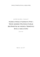 Razina stresa studenata prve i treće godine stručnog studija Sestrinstva na Visokoj tehničkoj školi u Bjelovaru