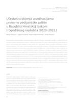 prikaz prve stranice dokumenta Učestalost dojenja u ordinacijama primarne pedijatrijske zaštite u Republici Hrvatskoj tijekom trogodišnjeg razdoblja (2020.-2022.)