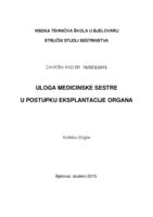 prikaz prve stranice dokumenta Uloga medicinske sestre u postupku eksplantacije organa